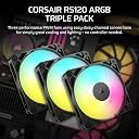 CORSAIR RS120 ARGB 120mm PWM Fans – Daisy-Chain Connection – Low-Noise – Magnetic Dome Bearing – Triple Pack – Black gallery image