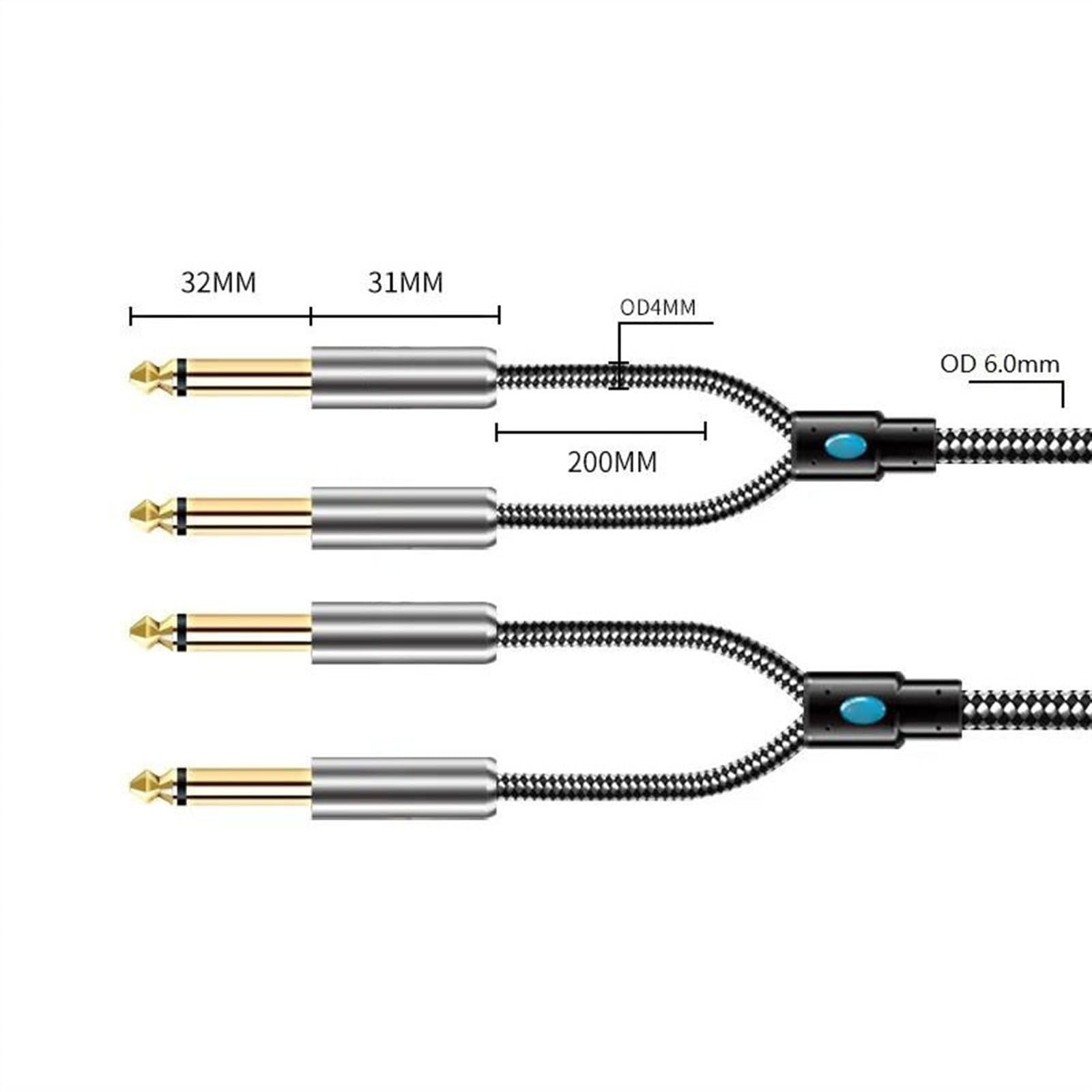 Podwójny Kabel Audio 1/4'' TS Mono 6,35 Mm Na Podwójny Męski Kabel Audio 1/4 Cala Do Gitary Ze Wzmacniaczem Miksującym Kabel do Instrumentów Gitarowych (Color : A, Size : 10m)