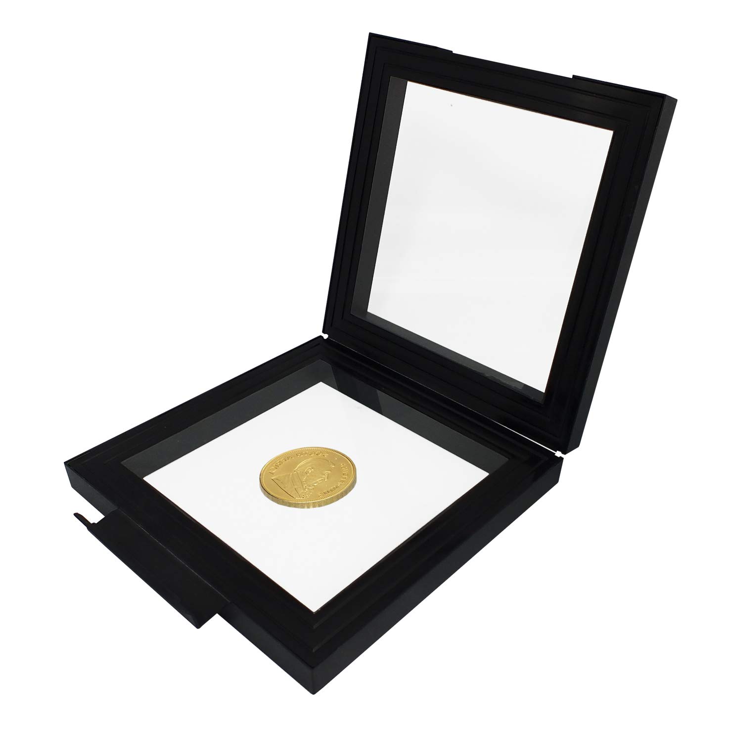 SAFE 4502 Czarny obraz na monety 3D 13x13 cm | przezroczysta ramka z przodu | Uchwyt na monety kolekcjonerskie | siatka piłkarska