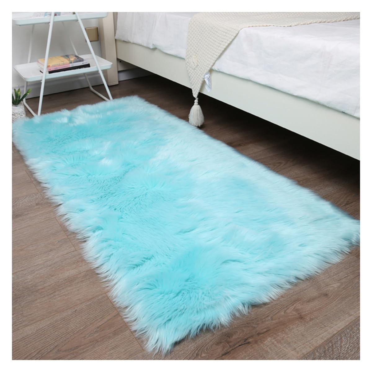 Tapis de salon confortable KXCR fini le sol froid bleu lac