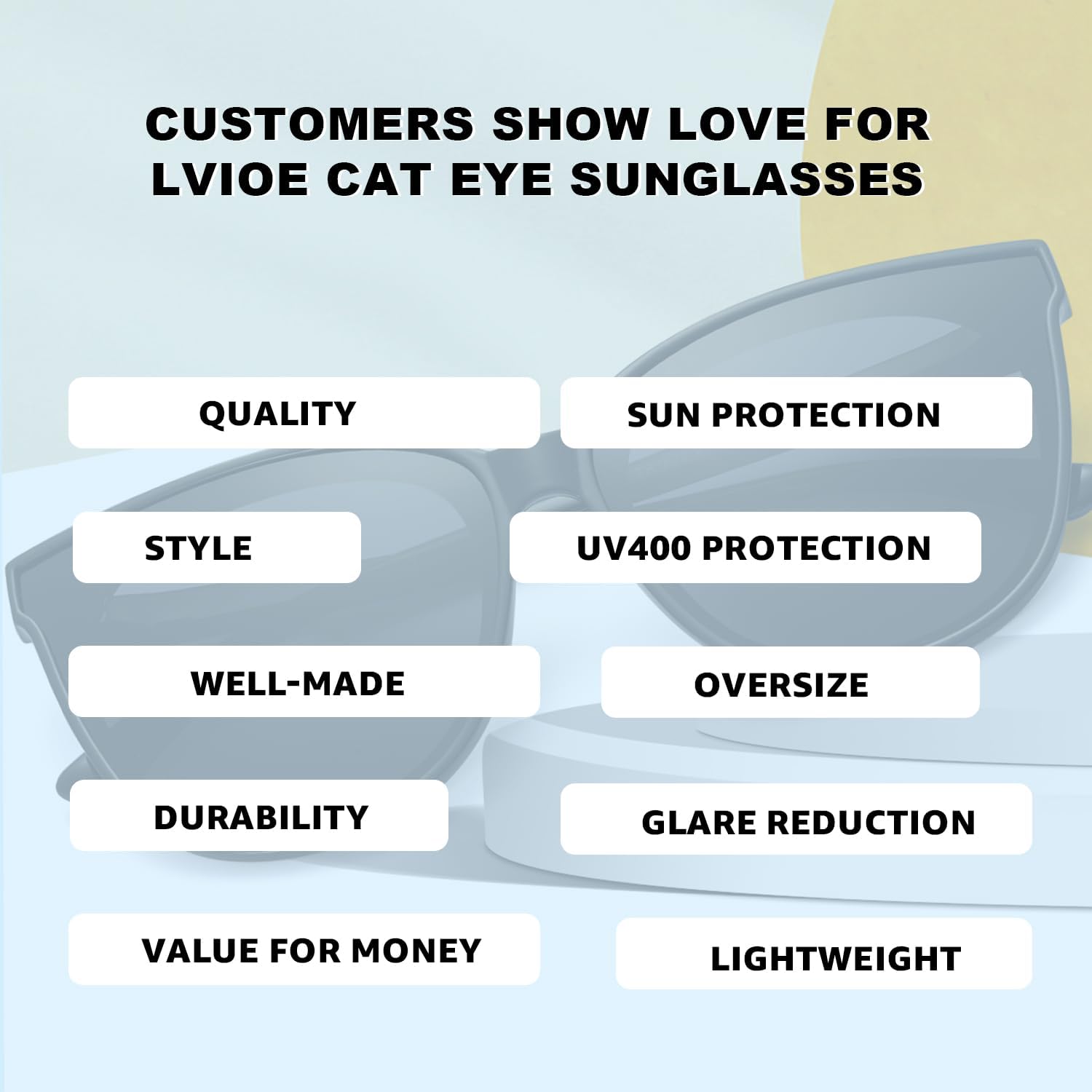 LVIOE Polarized Sunglasses for Women UV400 Protection Oversized Cat Eye Frame Retro Sunglasses for Driving Fishing Outdoor - Image 5