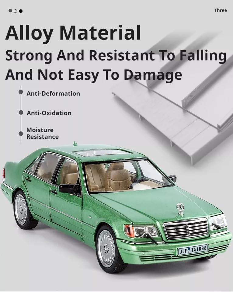 Image of 1:24 Scale Mercedes Benz W140 320SEL Toy Car | Metal Pullback Diecast Car for Kids with Openable Doors, Sound, Light Effects Toy for Car Enthusiasts (Color As Per Available),black