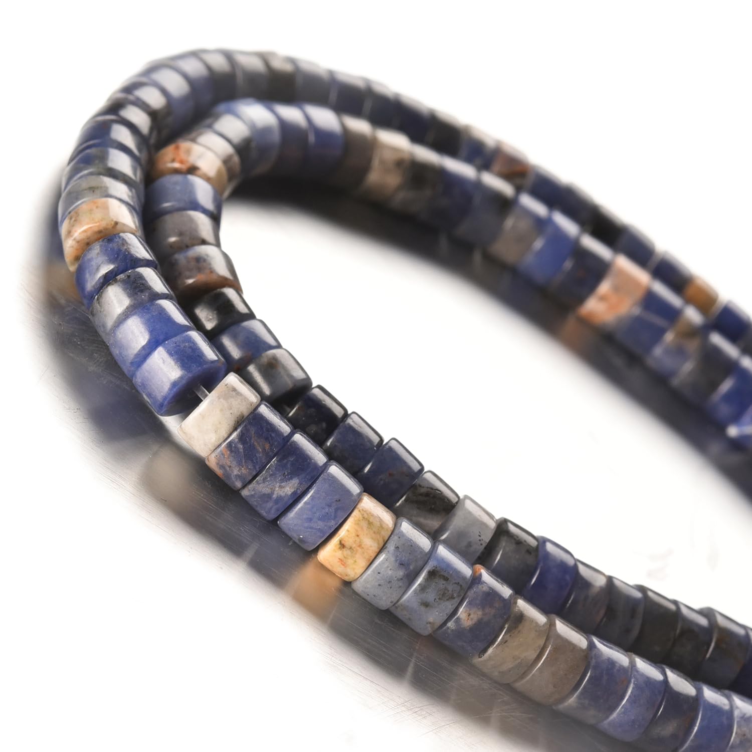 Tashidelek 1 Strand Natural Stone 3*6MM Gemstone Tube Rondell Spacer Loose Stone Beads (105-110PCS) Blue Sodalite