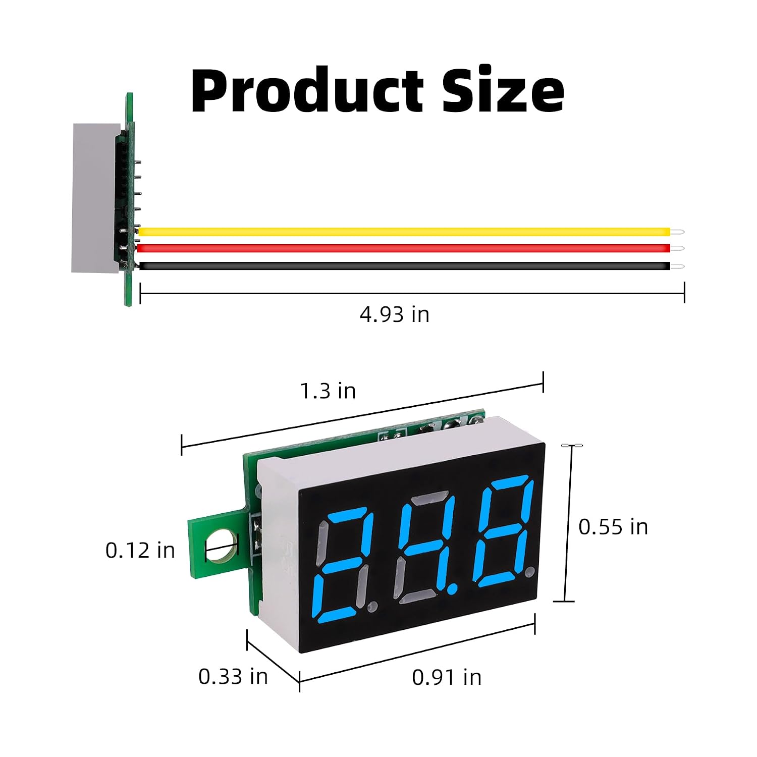 DC 0~30V Blue Digital Mini Voltmeter Three-Wire Calibratable 0.36" Blue LED Panel Voltage Meter for Gauge Tester Mount Car Motorcycle Battery Monitor (2 Pack)