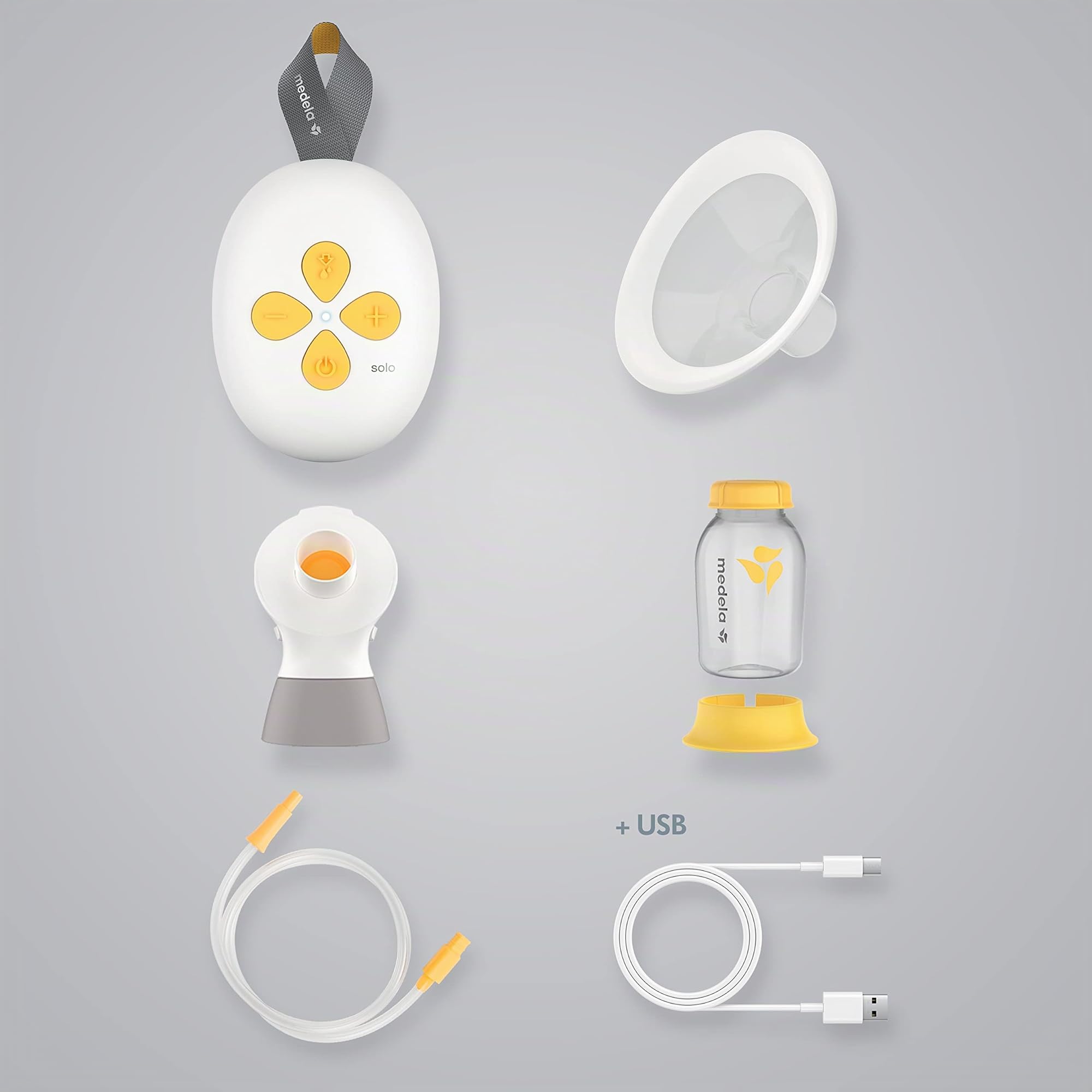 Medela Solo - Sacaleches eléctrico, notablemente más silencioso, recargable por USB, con protector mamario PersonalFit Flex y tecnología Medela de extracción en 2 fases, Blanco (101041608)