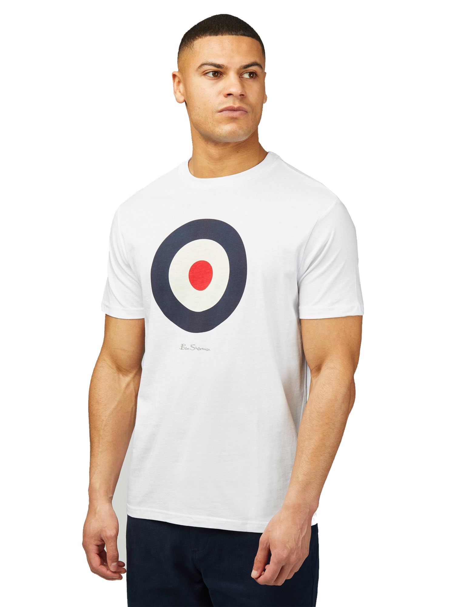Ben Sherman Men's White Signature Target T-Shirt - Short Sleeved (White) L