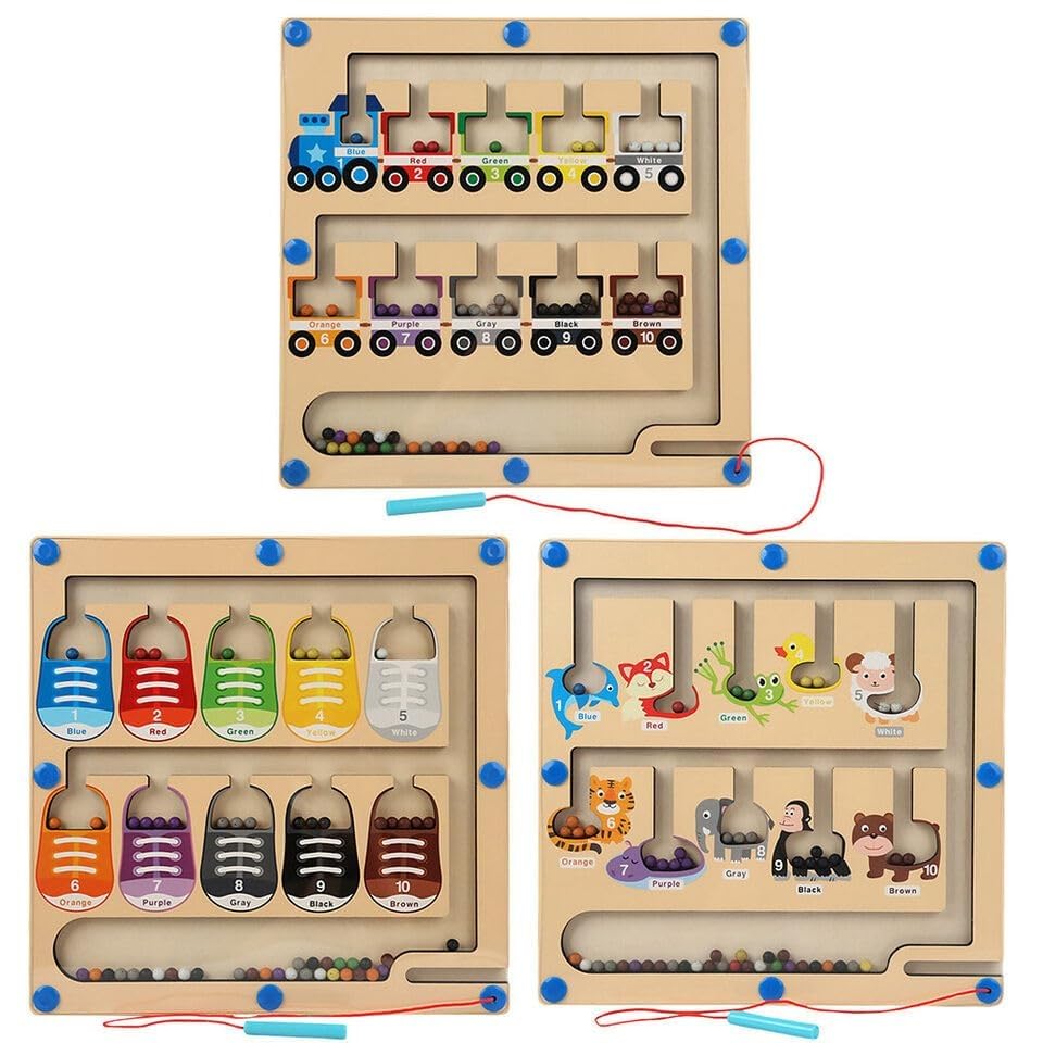 MOROVIK Magnetic Color and Number Maze - Wooden Magnet Board Puzzles Toddler Activities Counting Matching Games Montessori Counting Fine Motor Skills Toys Gifts for (Magnetic Color) (B0CR1BNC97) Amazon Price History, Amazon Price Tracker