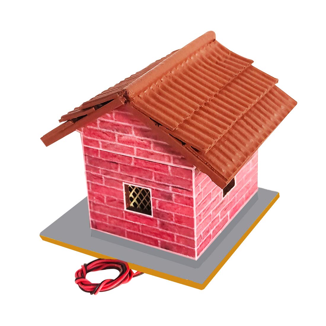BISWAS BROTHER Village Hut Bricks Wall Roof Tiles Wood(65 MM 65 MM 75 MM) Sweet Home Village, Multicolor 3