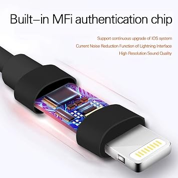 MAXROCK Aydınlatma Kulaklığı, Uyku Kulaklığı, Lightning Bağlantılı, Uyku Kulaklığı, iPhone X/XS/XS Max/XR iPhone 8 iPhone 7/7 Plus Apple iOS için, Mikrofonlu ve Uzaktan Kumandalı (Siyah)
