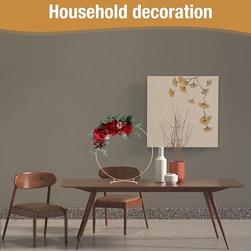 Miniatura 7 de 10 piezas de centro de mesa de aro floral de metal de 12 pulgadas con soporte para mesa, anillos de corona de metal con soporte, anillos de aro