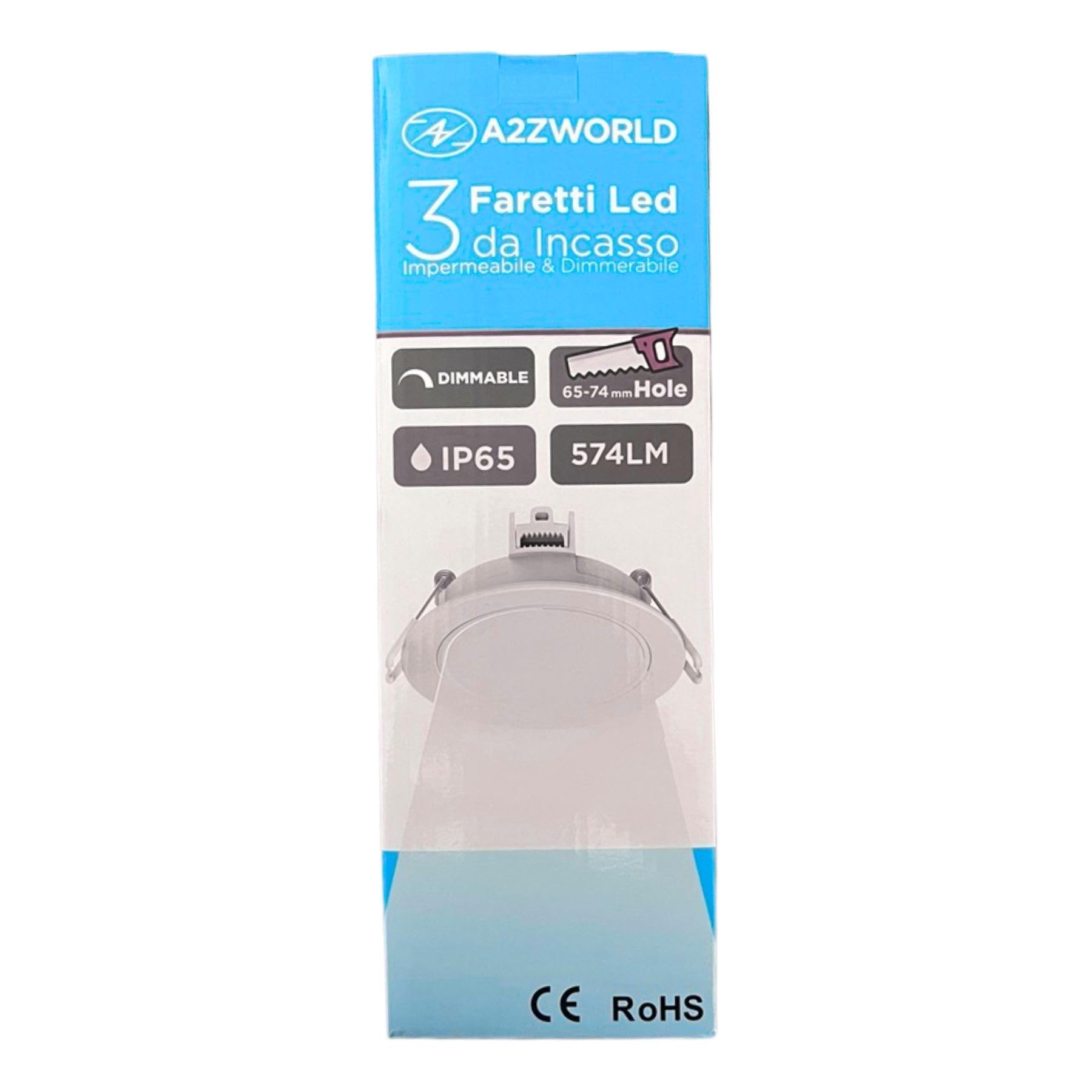 LEDLUX 3 Pezzi Faretti Led da Incasso Quadrato, Dimmerabile Con Triac Dimmer, 220V 5W 550 Lumen, 90X90X37mm, Foro 70mm, Impermeabile Ie IP65, Quick Connettore (Bianco Neutro 4000K, Bianco)