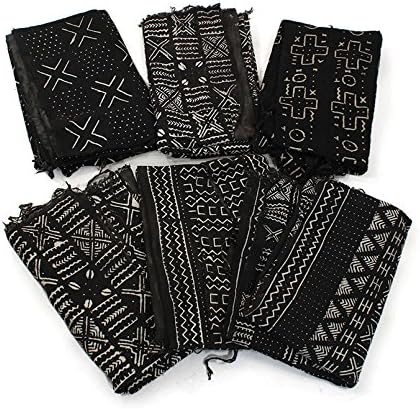 Authentic African Bogolan Mud Cloth Bambara - Mali Vib (Black and White)