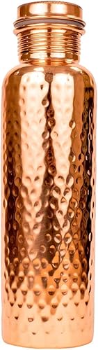 Miniatura 58 de Botella de agua de cobre – (34 oz/33.8 fl oz) extra grande – Un recipiente ayurvédico de cobre puro martillado para beber – Bebe más agua, reduce tu