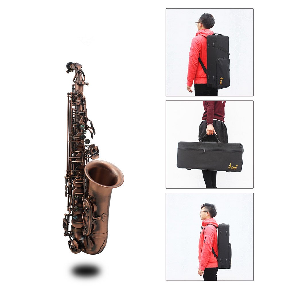 Btuty Eb Eb Saxophone alto en forme de coquille d'ormeau avec étui et gants de nettoyage (Rouge brun)