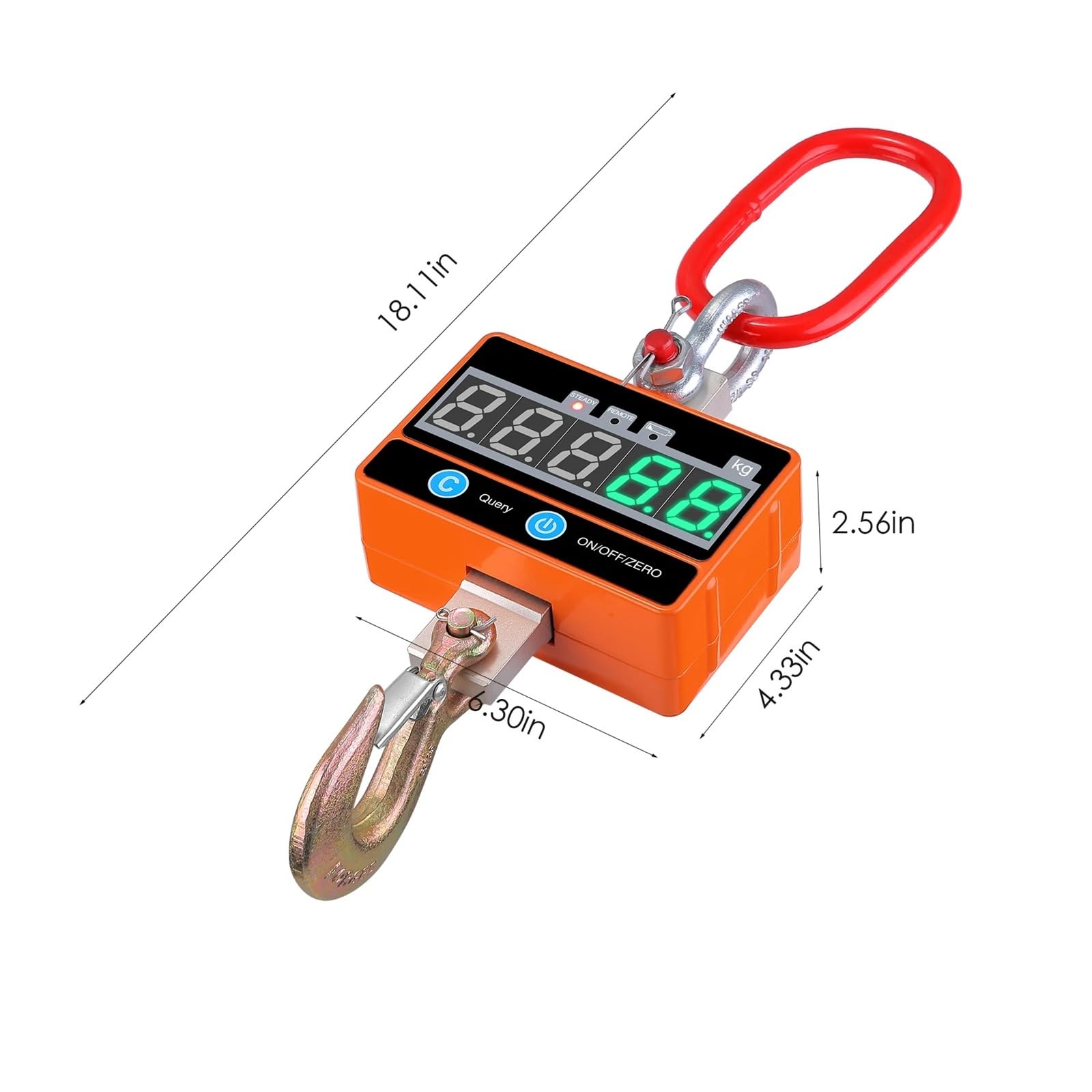 Bilancia for gru digitale in alluminio da 2T, 2000 kg/4000 libbre, bilancia sospesa compatta e resistente, tipo OCS-SA, display a LED con telecomando