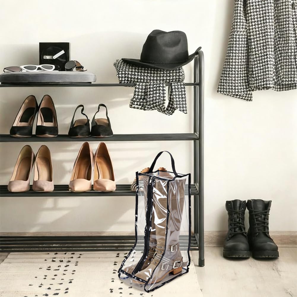 UNICRAFTALE - Bolsas de almacenamiento para botas portátiles de PVC impermeable a prueba de polvo, organizador de botas grandes para viajes, protector de zapatos, bolsa de transporte con asa para