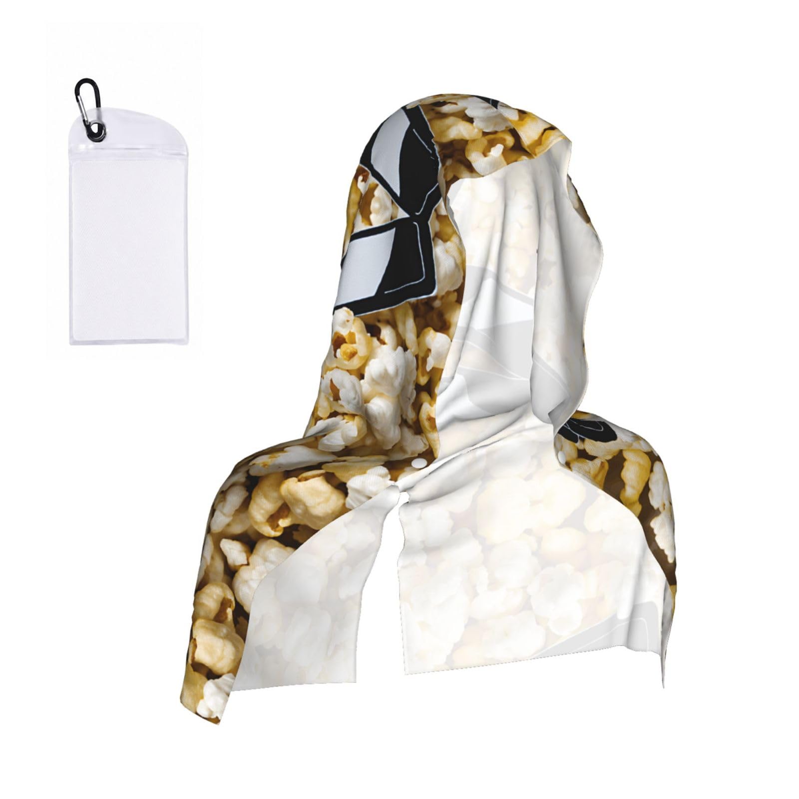 ESNAIUVCD Cinema Movie Clapboard And Popcorn Print Multifunctional Cooling Hoodie Bandana Portable Sweat Absorbing Design For Beach Workouts Exercise Heat Relief Accessories