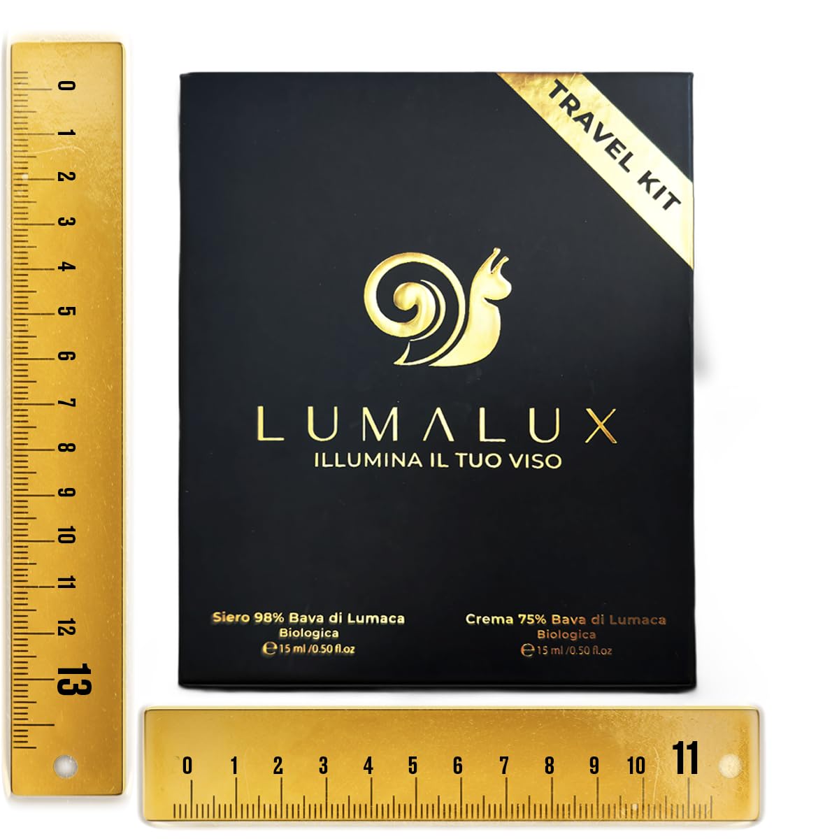 Lumalux travel kit - 2 in 1, Siero e Crema con Bava Di Lumaca 98% e 75%- Acido Ialuronico Antirughe e Aloe Vera