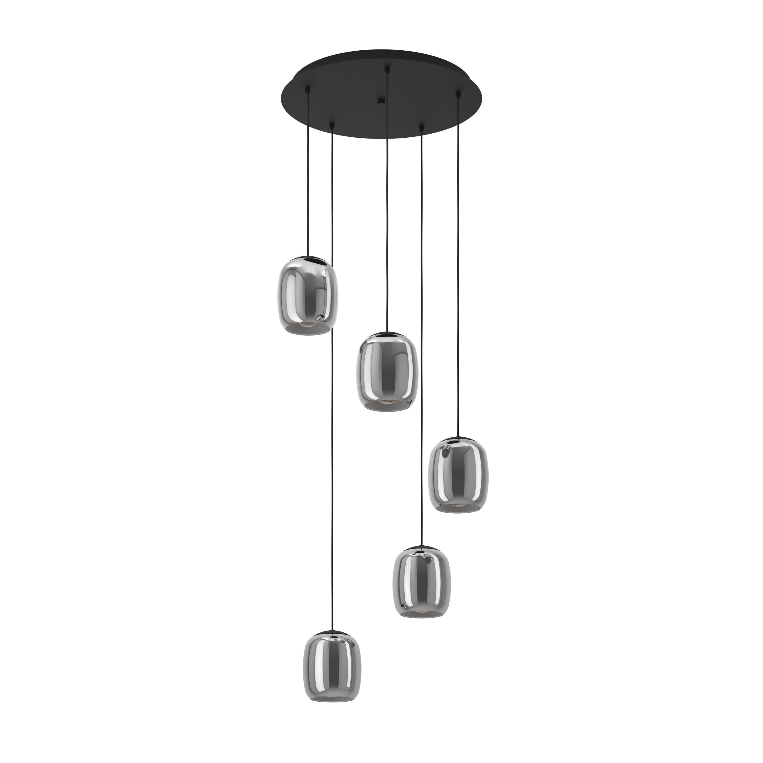 Eglo Ciampino Pendant Light, Black, 5-Bulb.