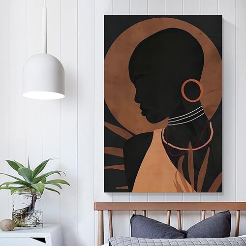 Miniatura 5 de woww Arte abstracto de pared para mujeres negras con aretes, póster, pintura decorativa, lienzo, pósteres de pared e impresión artística moderna