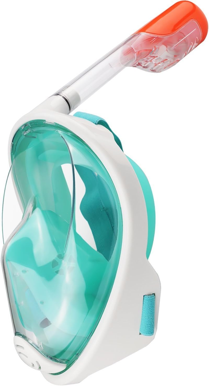 Full Face Snorkel Mask,New Foldable Snorkeling Mask with Detachable Camera Mount Pivot Arm and Earplug, 180° Large View Easy Breath Dry Top Set Anti-Fog for Adults Youth (A, 1)