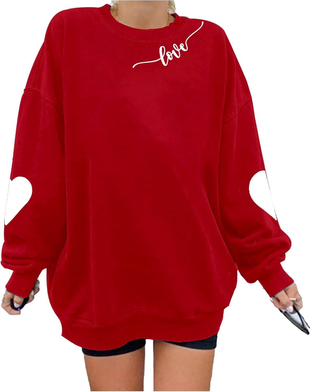 Valentines Sweatshirts for Women Valentines Shirts Valentine's Gifts Oversized Heart Love Long Sleeve Shirts