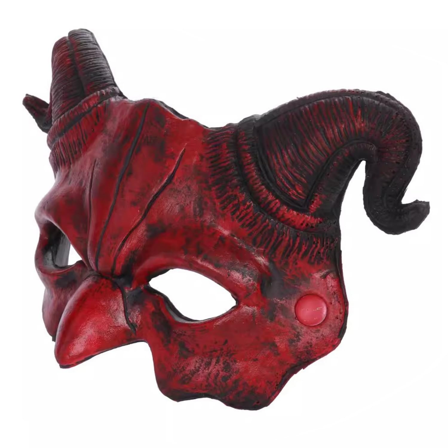 Dzrige Devil Horn Mask Demon Horn Mask Horror Half Face Mask Scary Horns Ghost Mask Cover for Halloween Party Masquerade Cosplay Costume Props (Red)