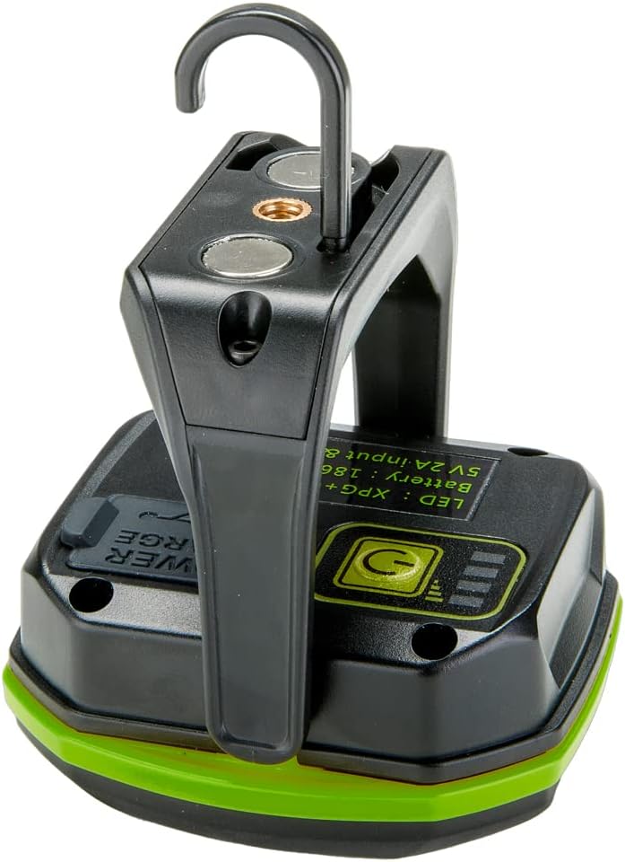 PowerSmith Rechargeable Work Light 180° Kickstand Magnetic Work Light, Hook and 1/4" Threaded Fitting for Tripod, USB Output (PILF800S)