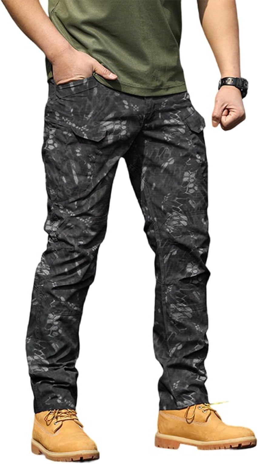 Men's Tactical Cargo Pants Waterproof Lightweight Ripstop Stretch Work Hiking Pants with Multi Pockets 2025