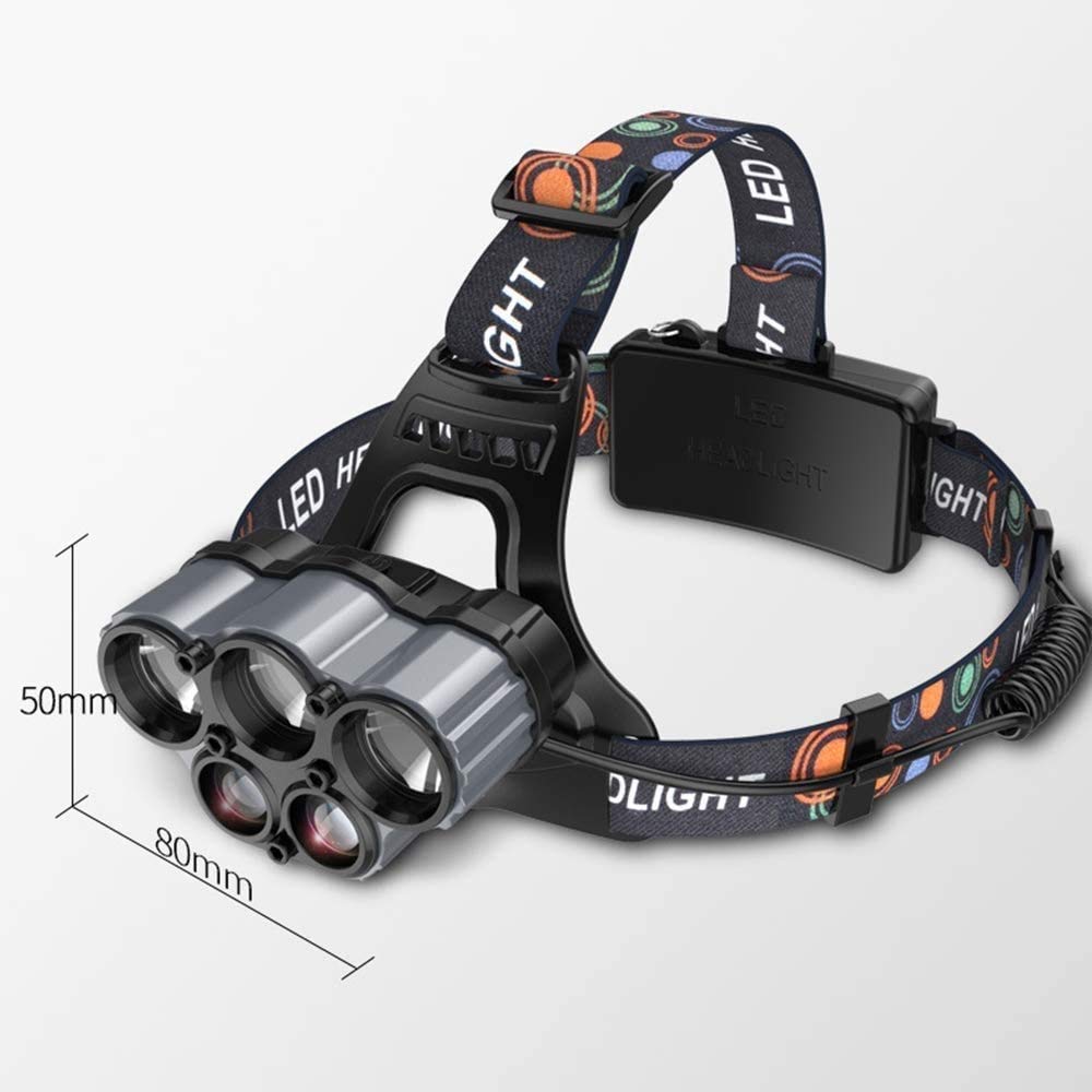Latarka czołowa, latarka czołowa, akumulatorowa, wodoodporna, latarka czołowa LED z kablem USB, 2 baterie, 8 trybów, odpowiednia do biegania, chodzenia, biwakowania, czytania, wędrówek