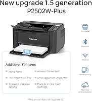 Vista 2 de PANTUM Laser Printer Black and White, Wireless Printer, Monochrome Compact Wireless Bluetooth Laser Printer P2502W Plus Work with PB-212