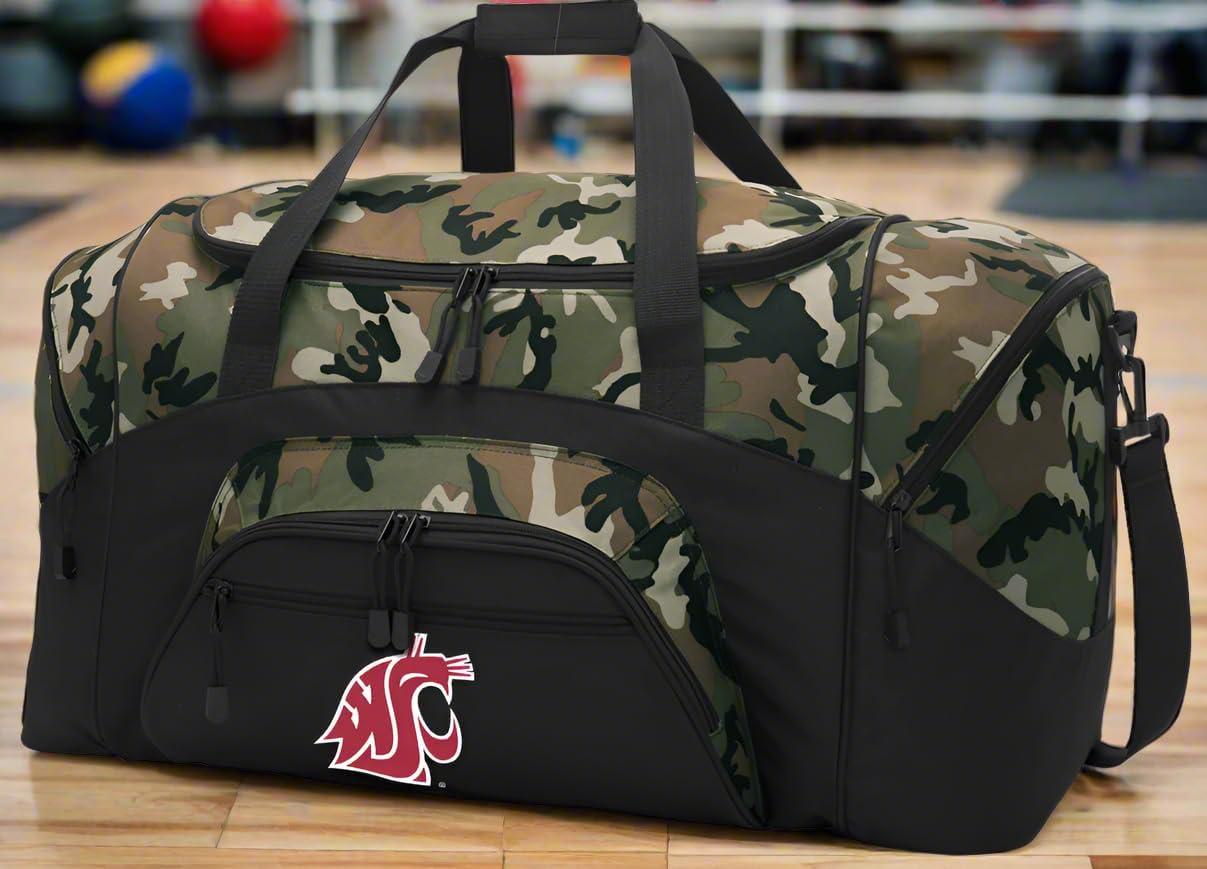 Camo Washington State University Suitcase Duffel Bag or Large Washington State Gym Bag Gear Duffle (Camo)