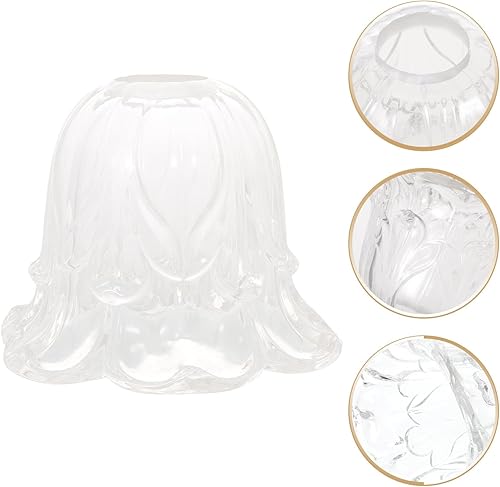 Miniatura 5 de Housoutil Pantalla de vidrio esmerilado de flores  Pantalla de vidrio de repuesto para ventilador de techo, candelabro, aplique de pared