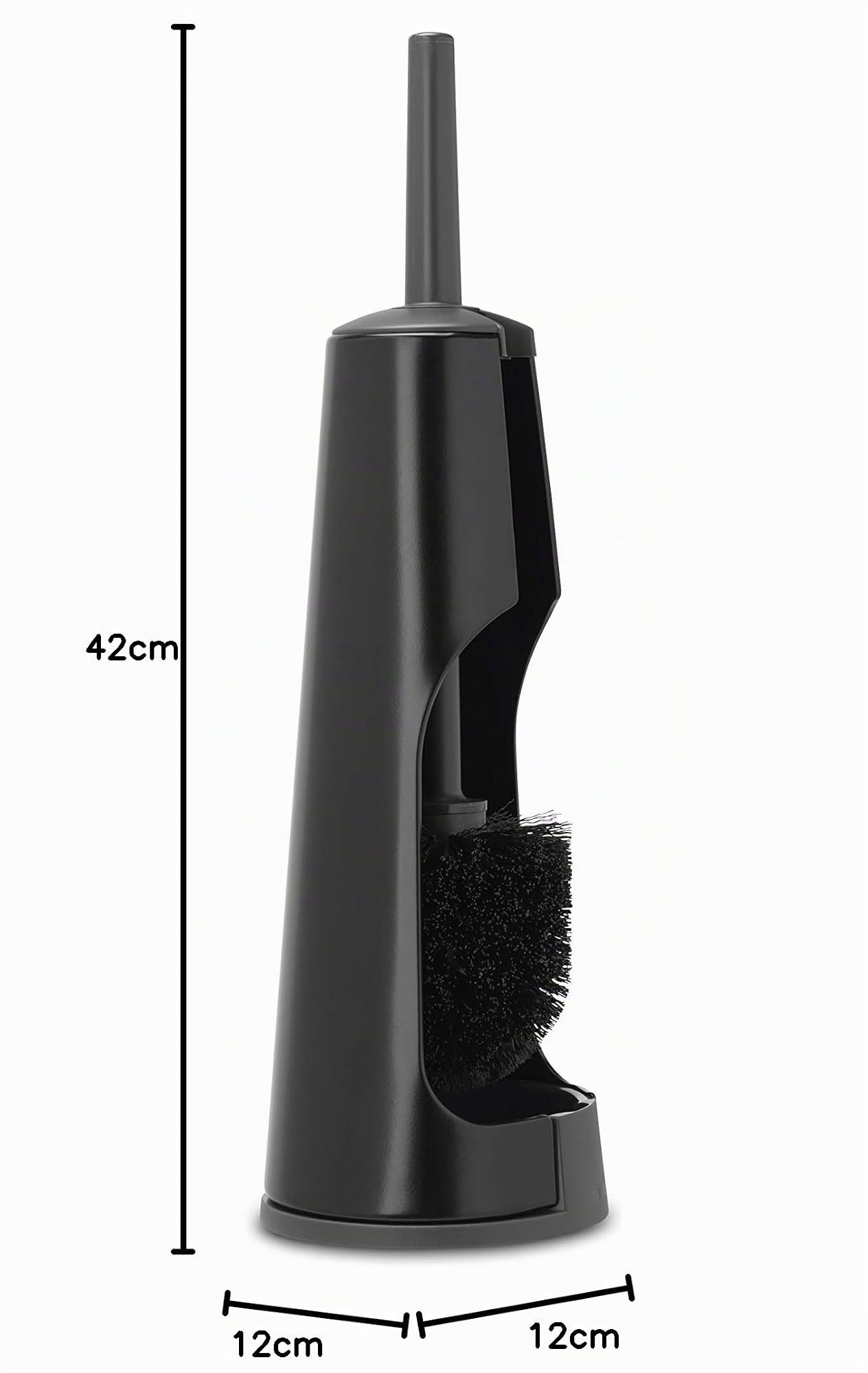 Brabantia Renew Collection Escobilla de baño con Soporte, Acero Inoxidable, Matt Negro, 12x12x42 cm