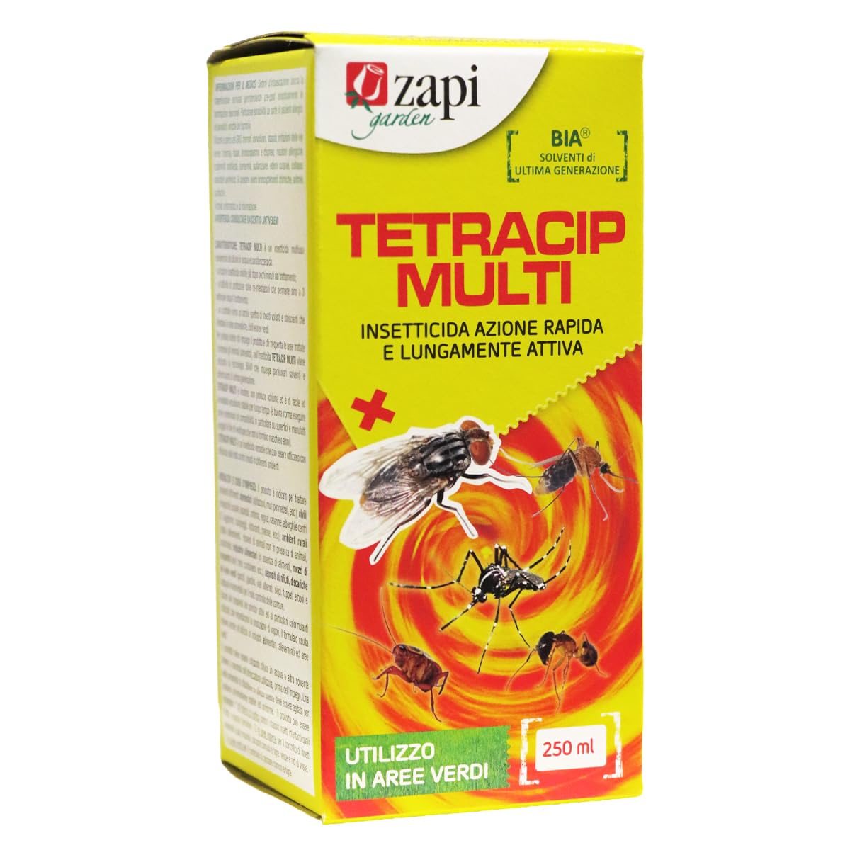 Zapi Garden | Tetracip Multi - Insetticida Multi Insetto, Concentrato Contro Mosche, Zanzare, Blatte, Formiche, Vespe e Nidi, da Esterno, 250ml