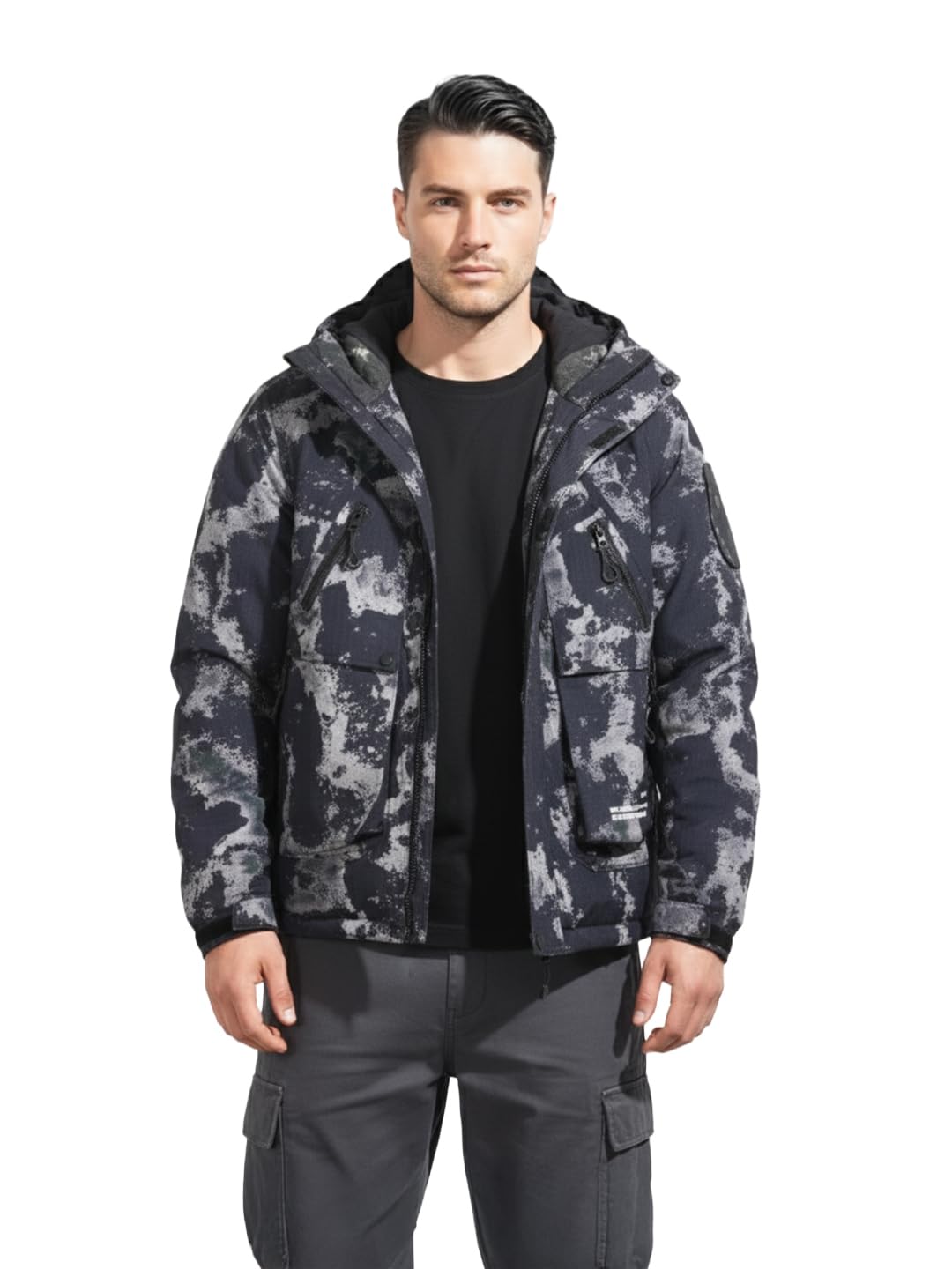 the indian garage co Men Regular Fit Long Sleeves Hooded Printed Jacket-picture-16