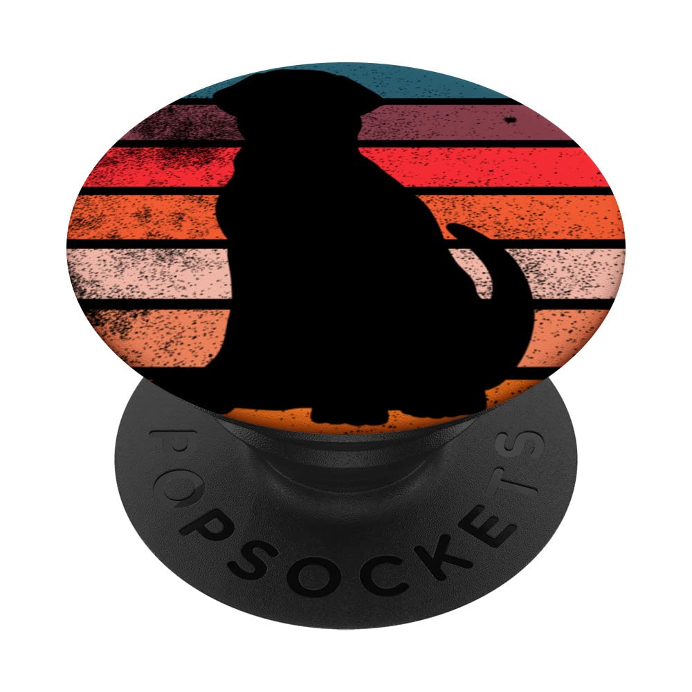 Lab Dad Lab Mom Labrador Retriever Silhouette Retro Sunset PopSockets Swappable PopGrip