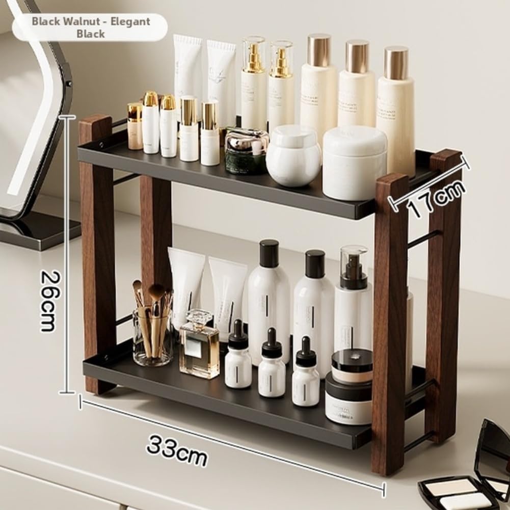 Organizer Bagno Noce 2 Ripiani Antiscivolo Organizer Bagno Noce