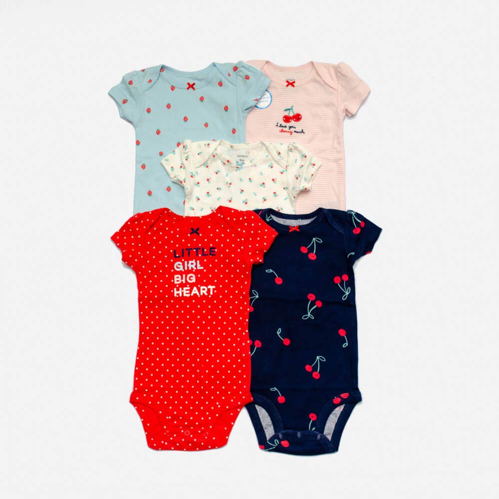 Carter's Baby Girls Bodysuits, Cherries, 3 Months