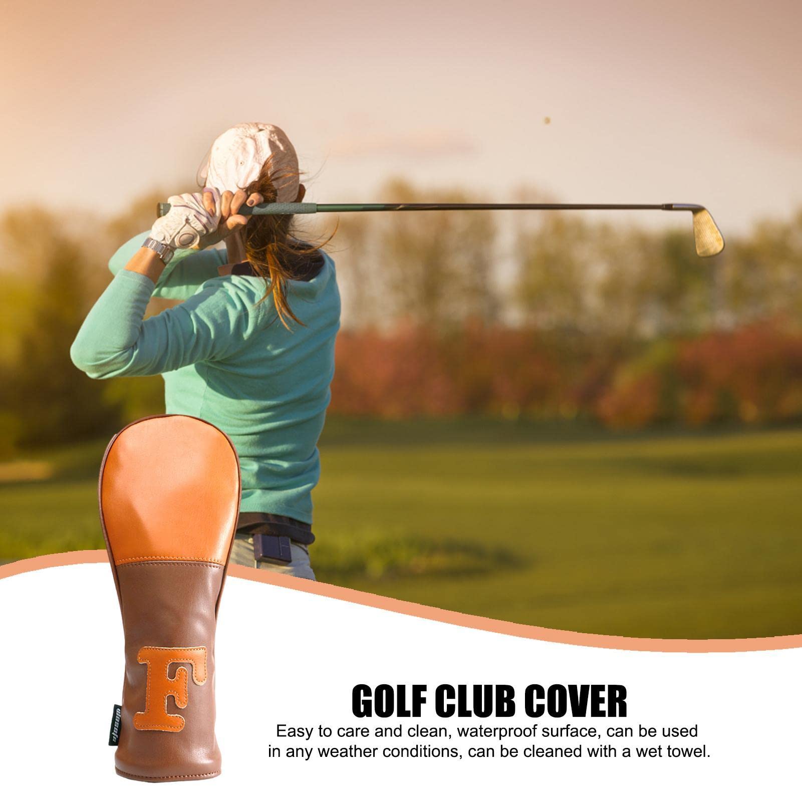 Cubiertas de cabeza de golf Driver Fairway Wood Hybrid PU marrón para palos de golf
