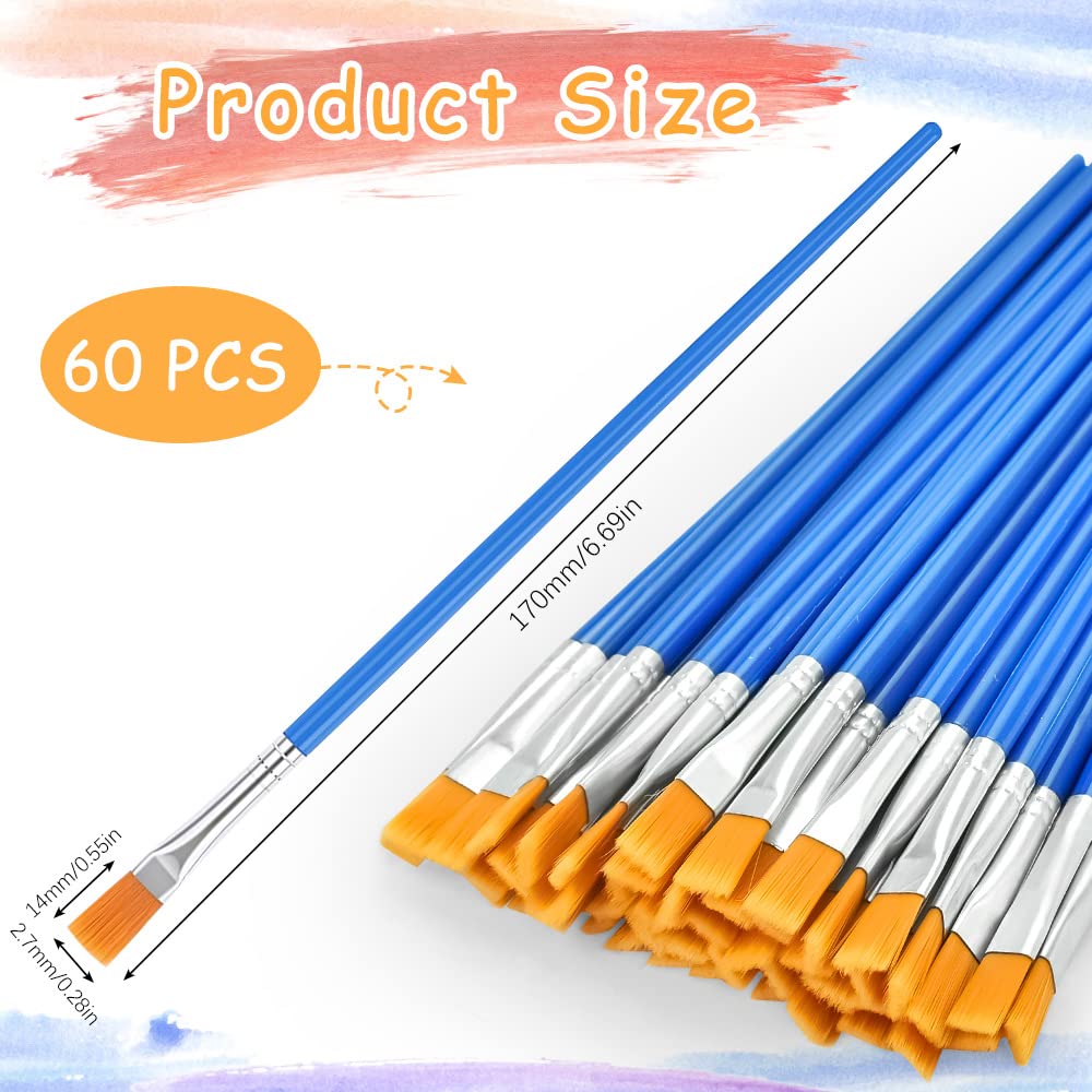 SIYINGSAERY Lot De 60 Pinceaux De Peinture Plat 16.7cm - Pinceaux Aquarelle Huile Acrylique Pour Artistes
