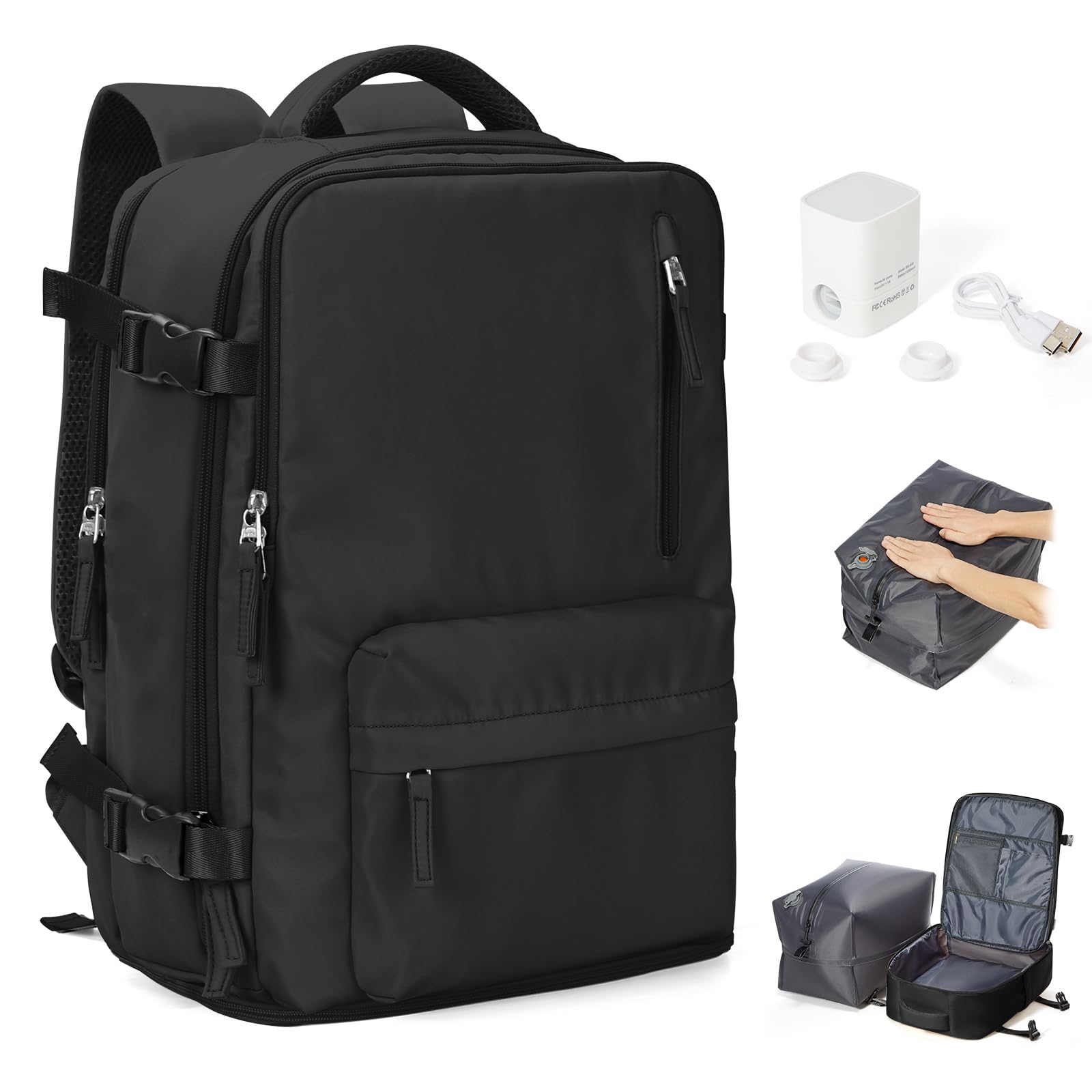 BJLFS Zaino da Viaggio Ryanair 40x30x20 Sottovuoto Bagaglio a mano 40x30x20 Wizzair,Borsa da viaggio Donna impermeabile Borsa da Cabina per Easyjet 45x36x20 Zaino Airbag Sottovuoto con pompa