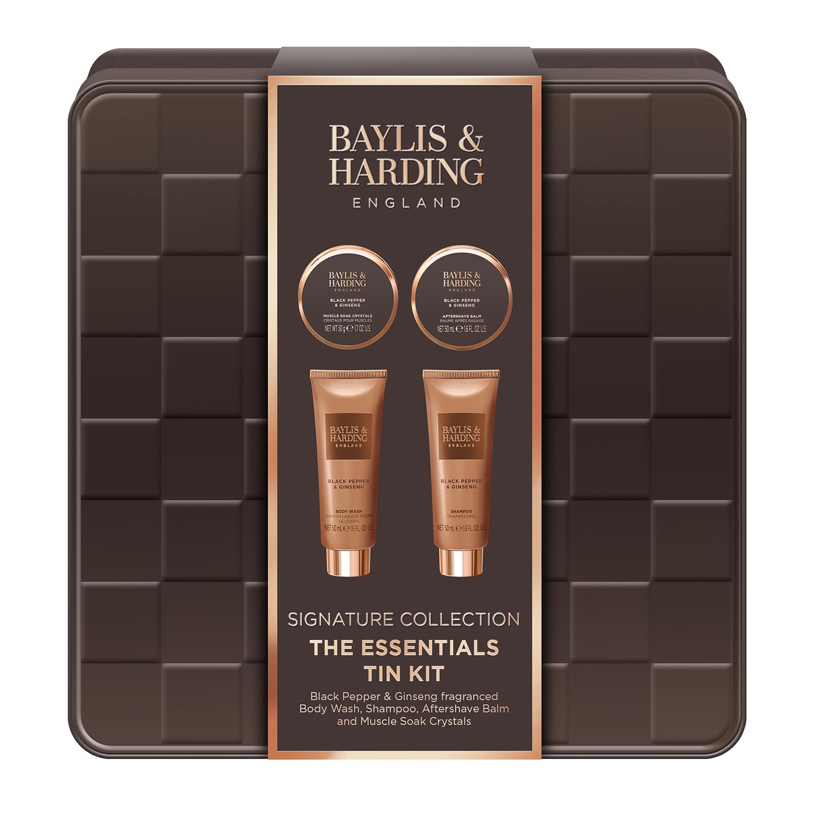 Baylis & Harding Black Pepper & Ginseng Men's The Essentials Tin Kit Gift Set (Pack of 1) - Vegan Friendly - Image 2