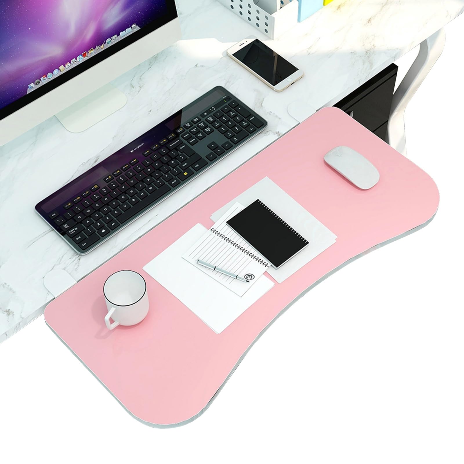 Wooden Desktop Extender Tray 90° Foldable Keyboard Stand 65 * 25Cm Easy to Install/Adjustable Height/Walnut Finishcm(Teak-75 * 25Cm)