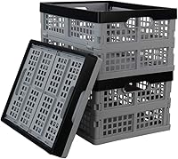 Vista 8 de Paquete de 4 cajas de almacenamiento plegables de plástico de 15 L, cajas plegables, cajas de almacenamiento apilables de plástico