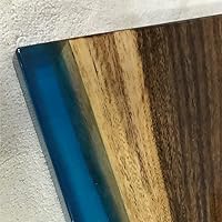 Vista 112 de Mesa de epoxi transparente, mesa de sofá con forma cuadrada, mesa auxiliar de resina de madera, mesa de centro de madera con borde natural para sala