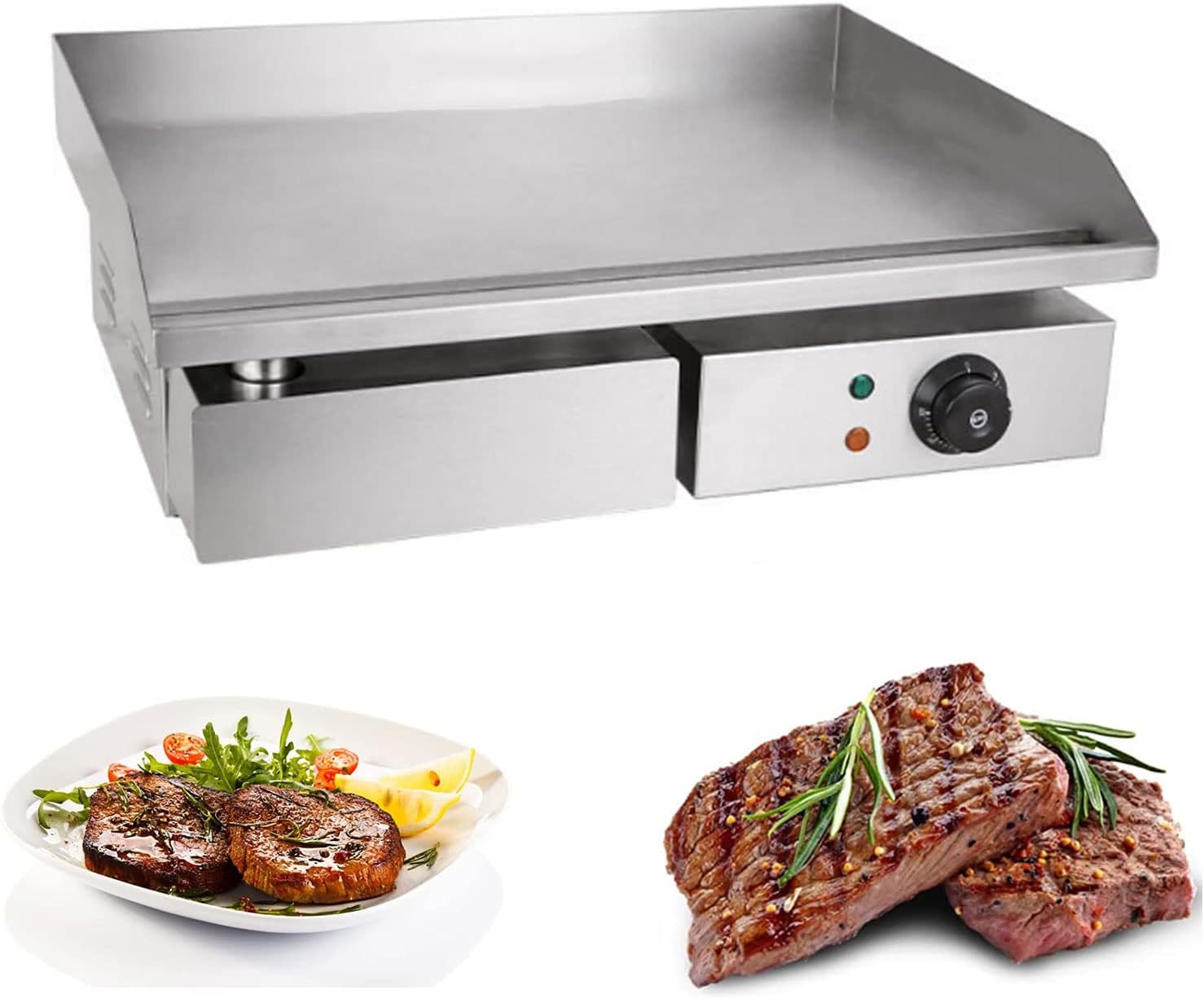 Electric Countertop Griddle, Stainless Steel Electric