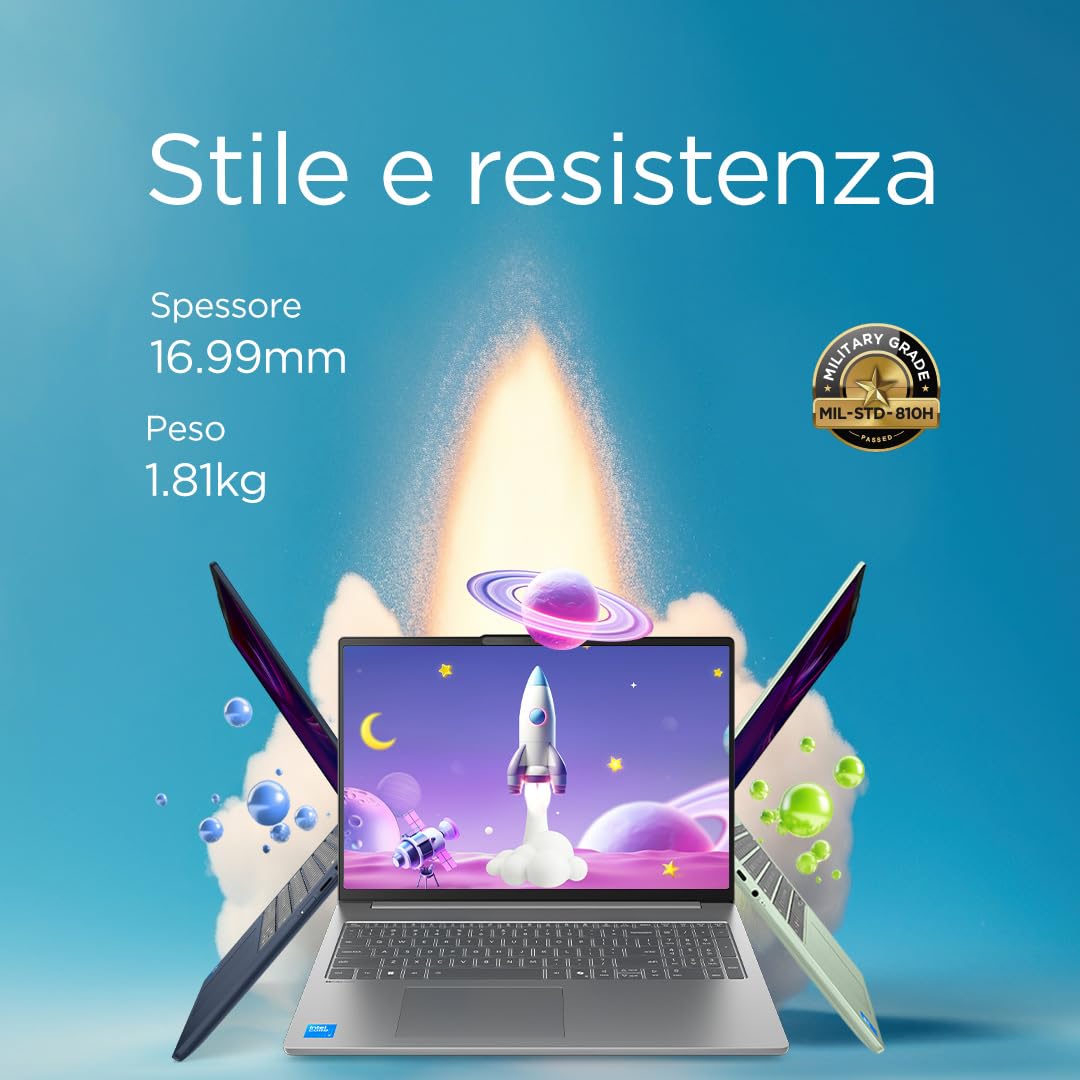 Lenovo IdeaPad Slim 5i Notebook 14" - Intel Core 7 240H, RAM 16GB, 1TB SSD, Grafica Intel Integrata, Display 14 pollici WUXGA (1920x1200) IPS, Windows 11 Home - Luna Grey