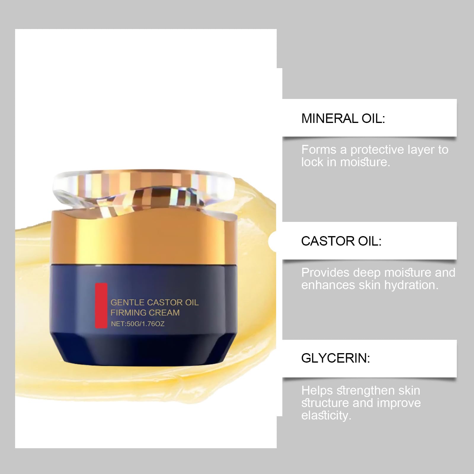 Qingling, crema antirughe, rassodante anti-invecchiamento, per uomini e donne, creme rassodanti e antirughe, con olio di ricino, contro la pelle flaccida e linee sottili, umidità (4 pezzi)