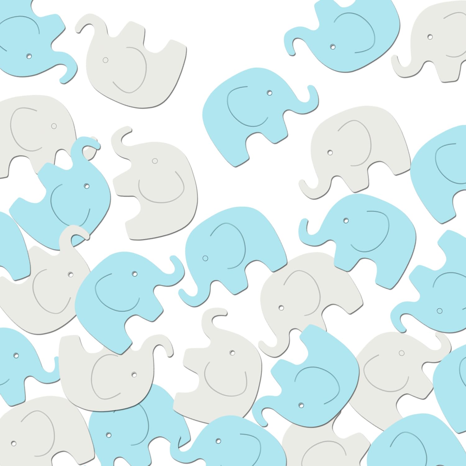Baby Shower Blue Elephant Confetti Decorations Boy Scatter for Baby Shower Button Birthday Theme Party Supplies Gender Reveal Party Decoration (Blue+Gray) 100 Pcs